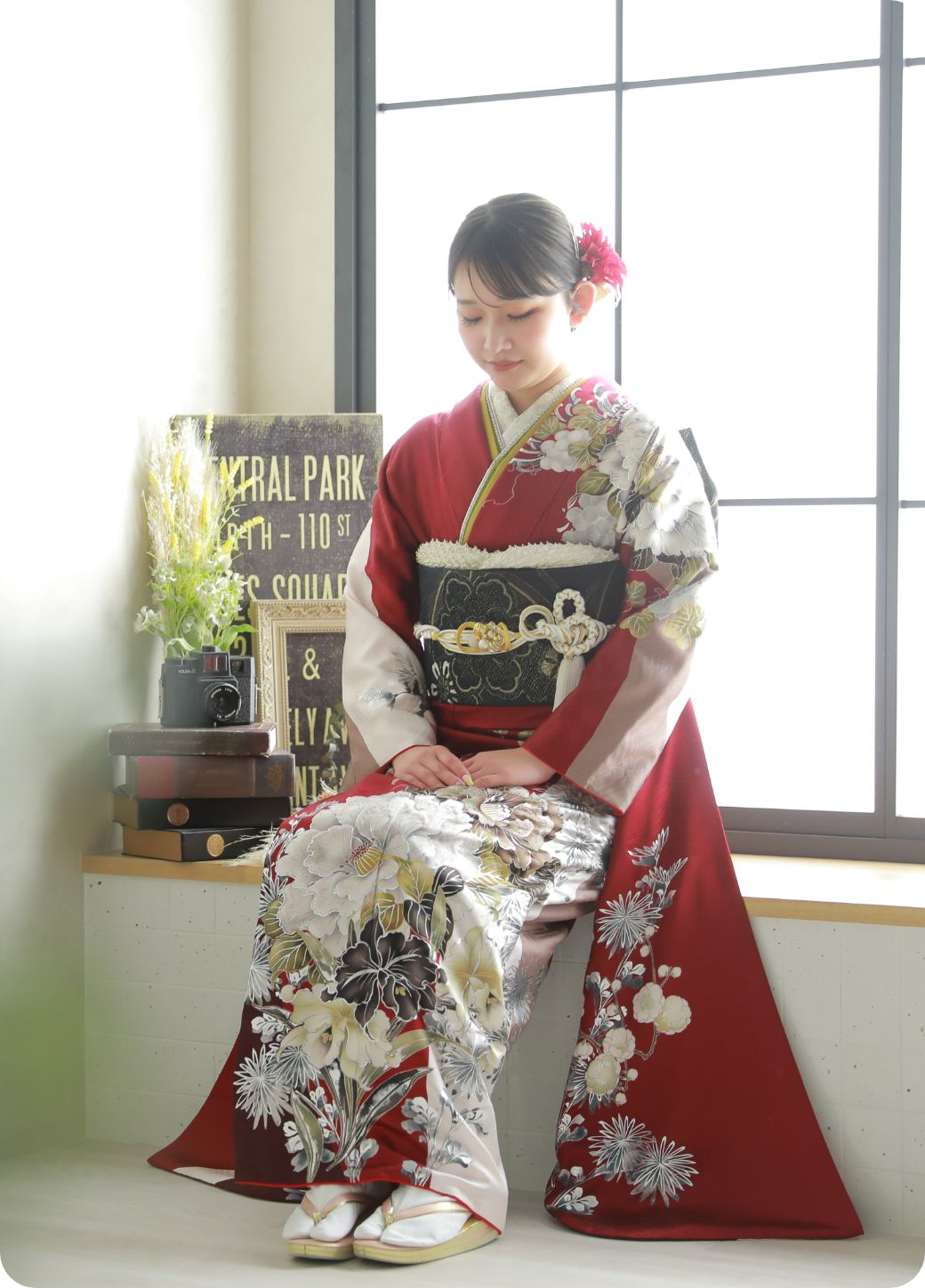 スタジオプリンセス 赤振袖の女性